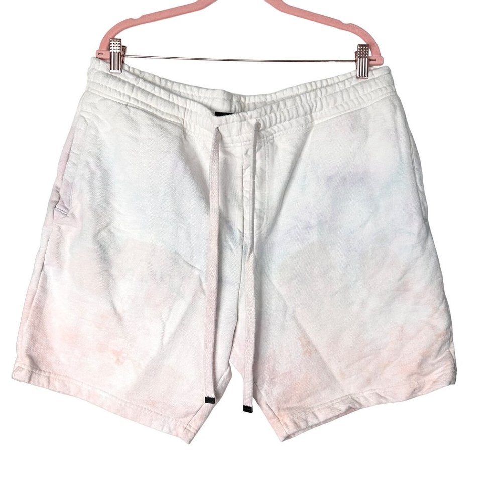 Talentless Shorts Mens Peach Purple Cream Tie Dye Sweat Drawstring